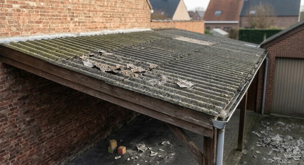 Asbestdak wordt verwijdert door een a.a.r.s. professioneel