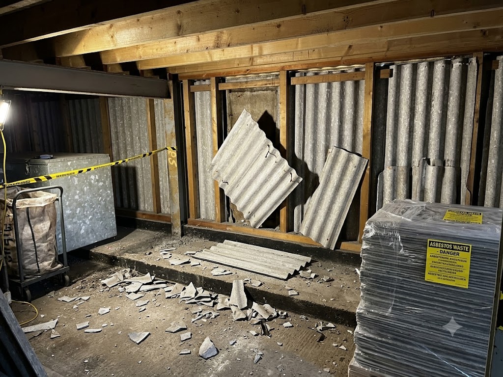 Asbest platen voordat ze worden verwijdert